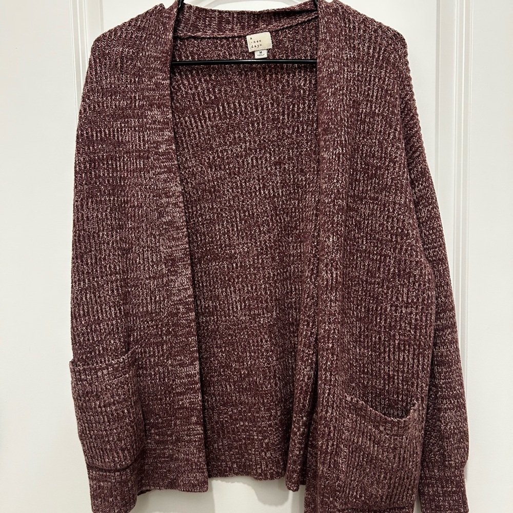 a new day Women's Burgundy Open-Front Cardigan